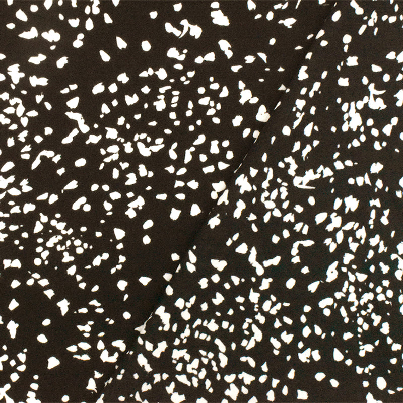 Black-Ivory Famous Designer Spots Printed Poly Georgette Woven Fabric