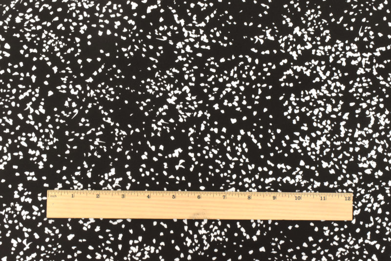 Black-Ivory Famous Designer Spots Printed Poly Georgette Woven Fabric
