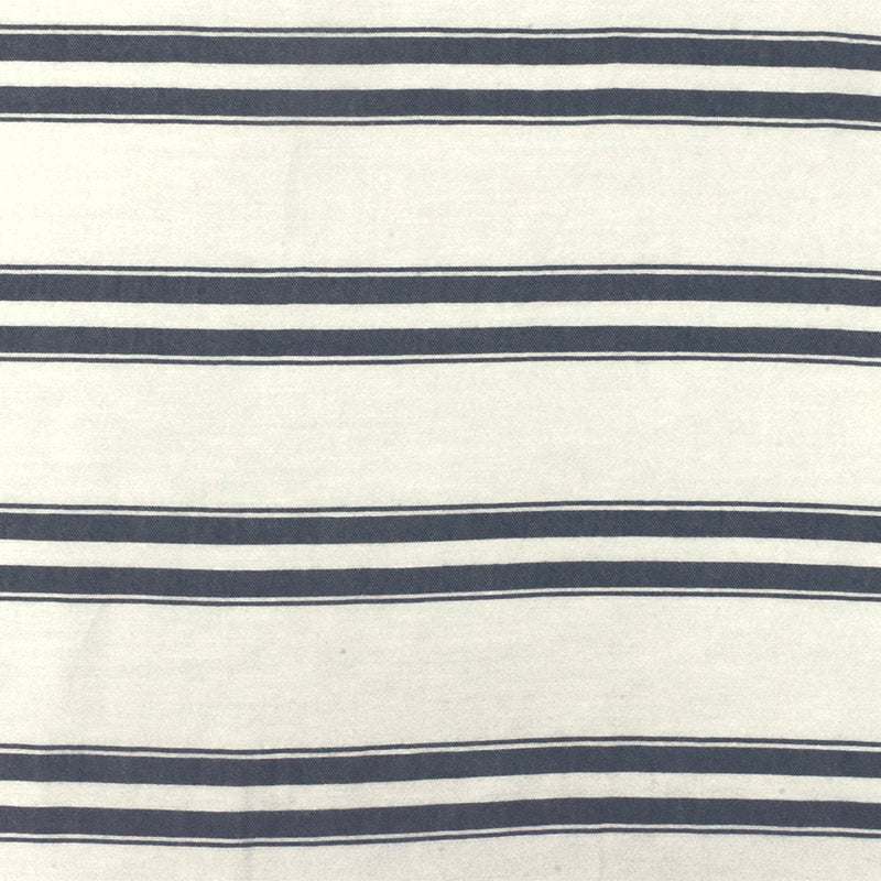 Blue-Ivory Famous Designer Stripe With Slub Texture Twill Woven Fabric
