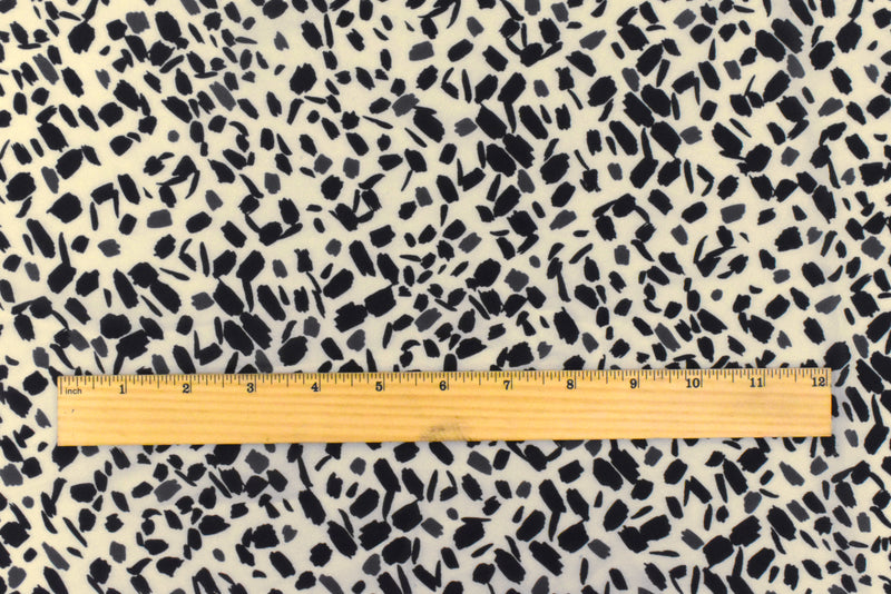Soft Beige-Black Famous Designer Abstract Print Rayon Chiffon Woven Fabric