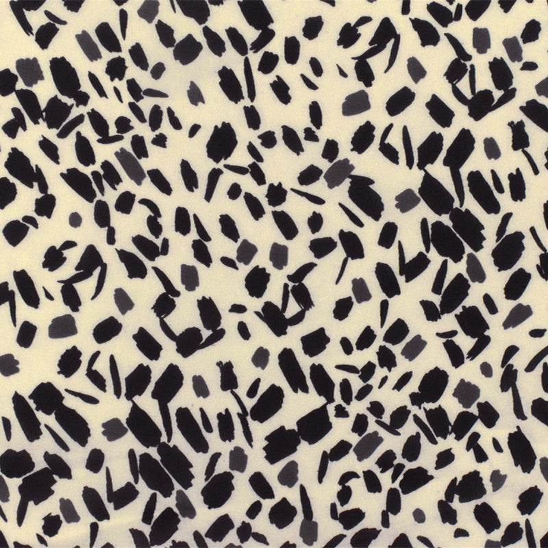Soft Beige-Black Famous Designer Abstract Print Rayon Chiffon Woven Fabric