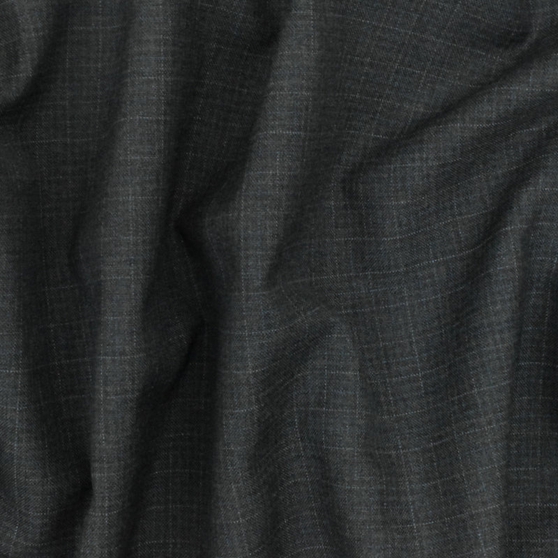 Shadow Gray-Blue-Gray Faded Check Wool-Poly Woven Suiting Fabric