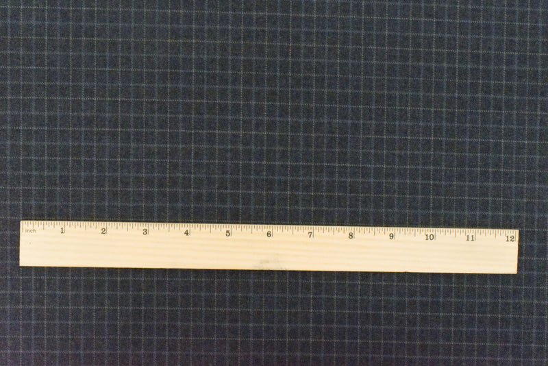 Gray-Multi Check Wool Polyester Twill Woven Suiting Fabric
