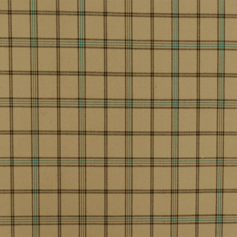 3 YD PC-Sahara Beige-Black-Green Plaid Wool-Poly Woven Suiting Fabric