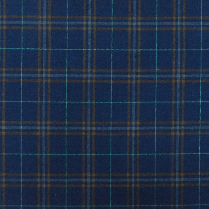 New Navy-Brown-Multi Plaid Wool Polyester Woven Suiting Fabric