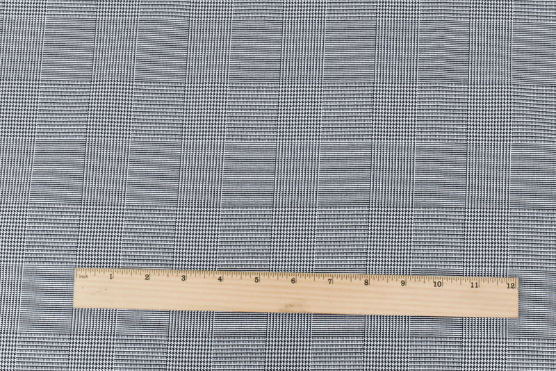 Navy Blue-White Plaid Poly Glen Plaid Woven Fabric
