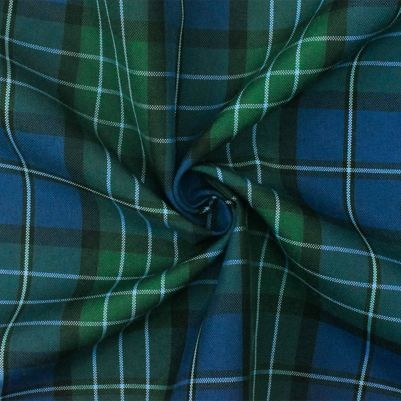 School Teal-Green-Multi Plaid Poly Madras Woven Fabric