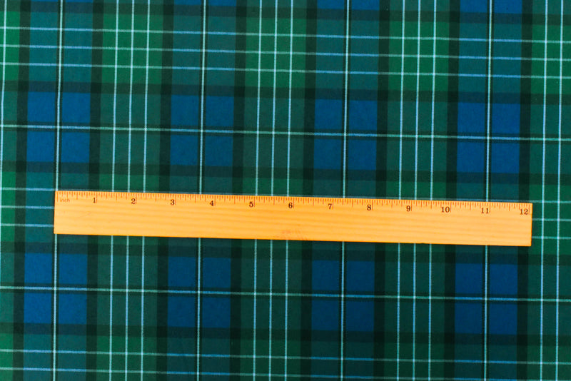 School Teal-Green-Multi Plaid Poly Madras Woven Fabric