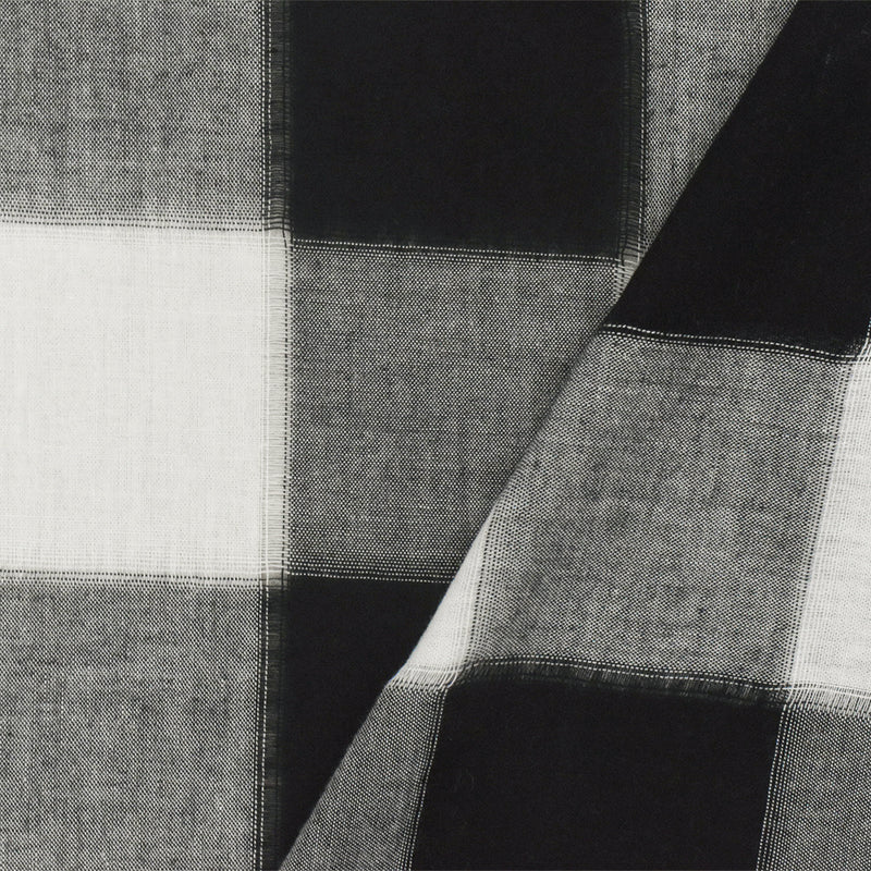 Classic Black-White Check Cotton Warp Gap Woven Fabric