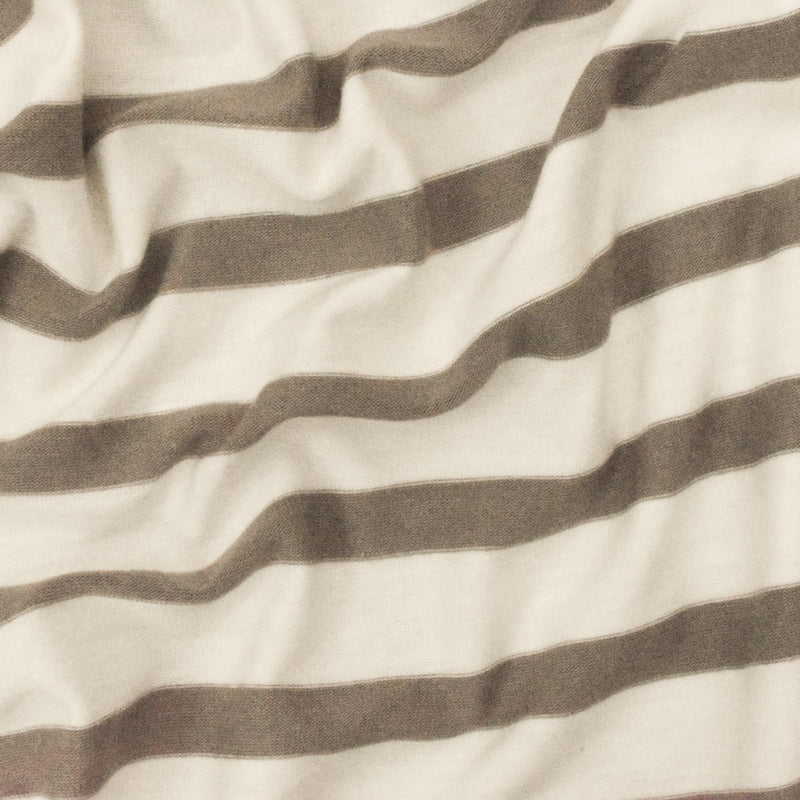 Taupe-Ivory Stripe Stretch Spandex Rayon Modal Jersey Knit Fabric