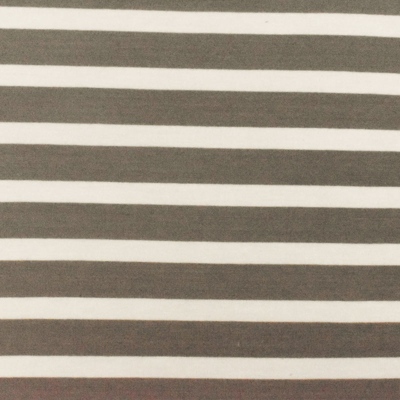 Taupe-Ivory Stripe Stretch Spandex Rayon Modal Jersey Knit Fabric