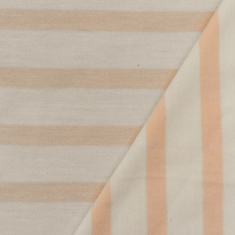 Peach-Ivory Stripe Stretch Spandex Rayon Modal Jersey Knit Fabric