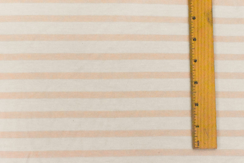 Peach-Ivory Stripe Stretch Spandex Rayon Modal Jersey Knit Fabric