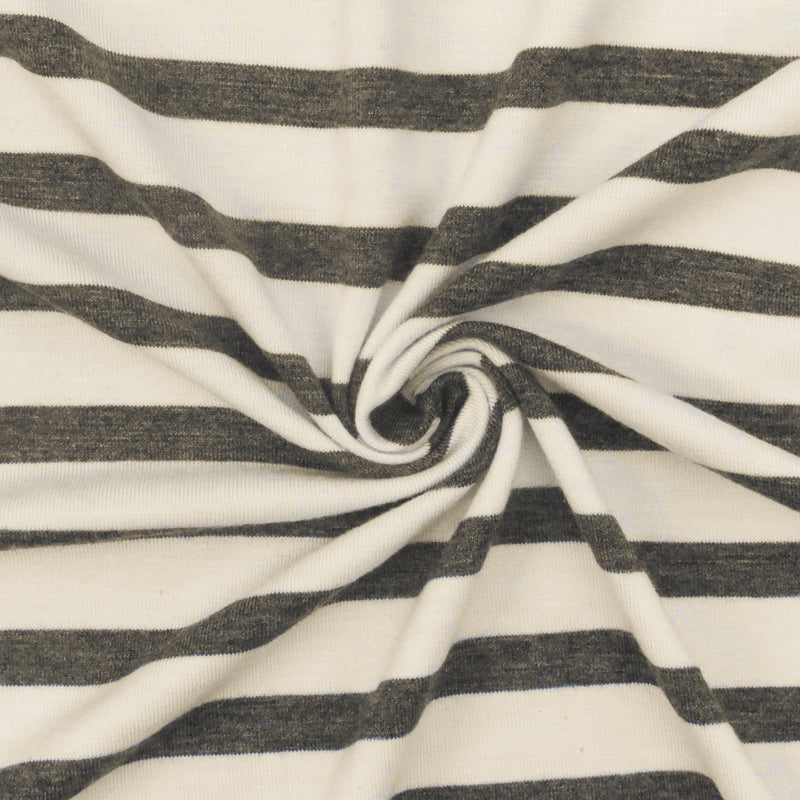 Gray-Ivory Stripe Stretch Spandex Rayon Modal Jersey Knit Fabric