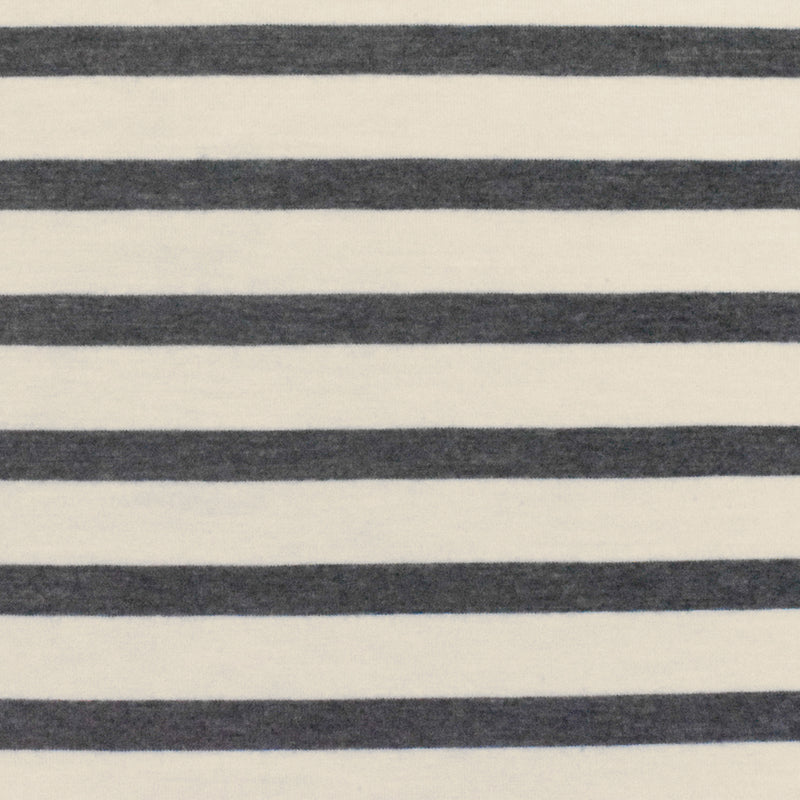 Gray-Ivory Stripe Stretch Spandex Rayon Modal Jersey Knit Fabric