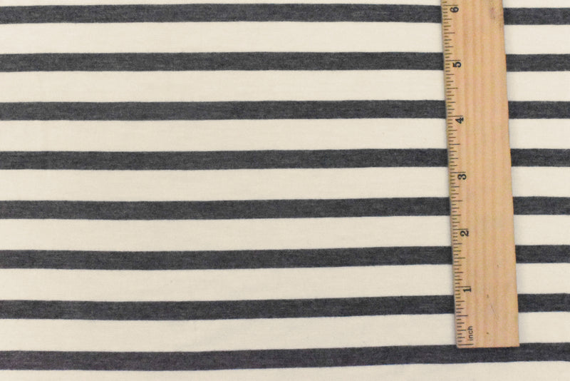Gray-Ivory Stripe Stretch Spandex Rayon Modal Jersey Knit Fabric