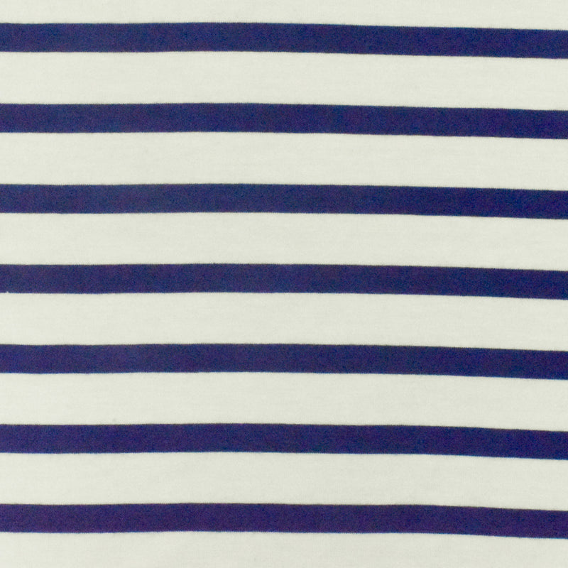 Blue-Ivory Stripe Stretch Spandex Rayon Modal Jersey Knit Fabric