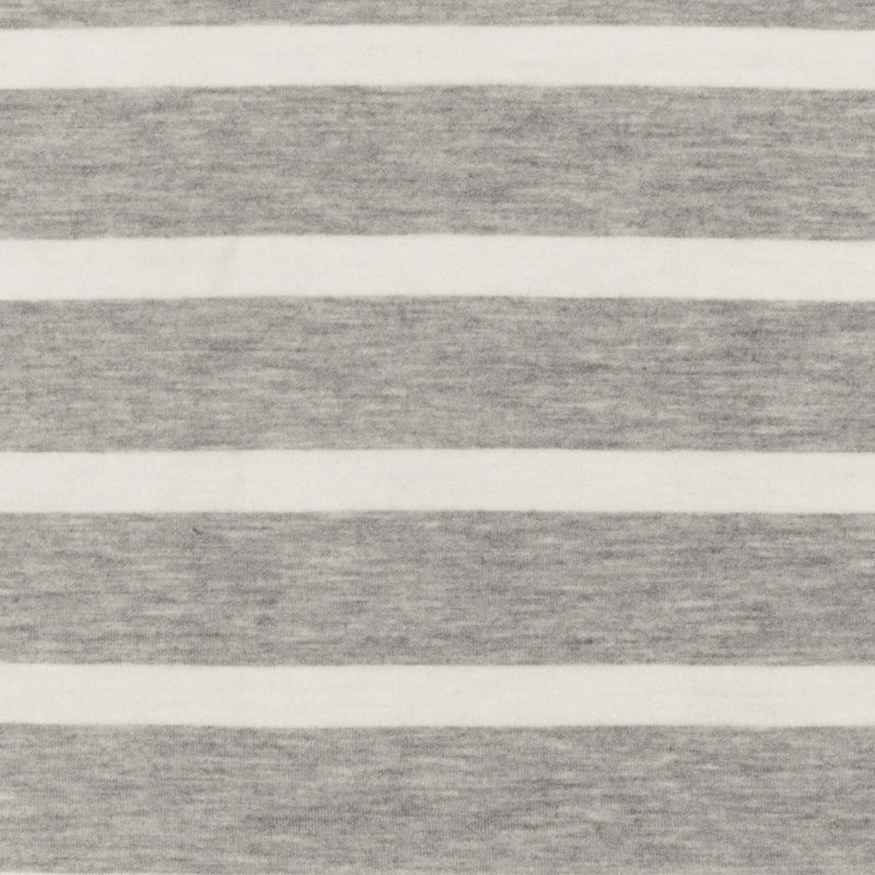 Heather Gray-Ivory Stripe Stretch Spandex Rayon Modal Jersey Knit Fabric