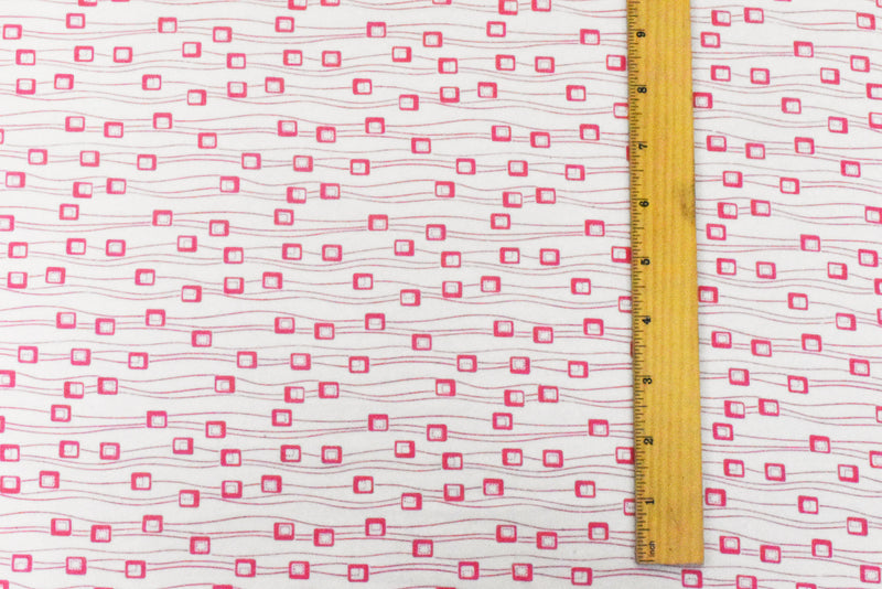 White-Pink Abstract Printed Stretch Cotton Jersey Knit Fabric