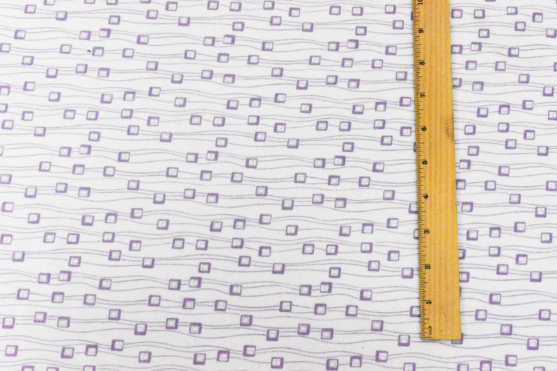 White-Purple Abstract Printed Stretch Cotton Jersey Knit Fabric