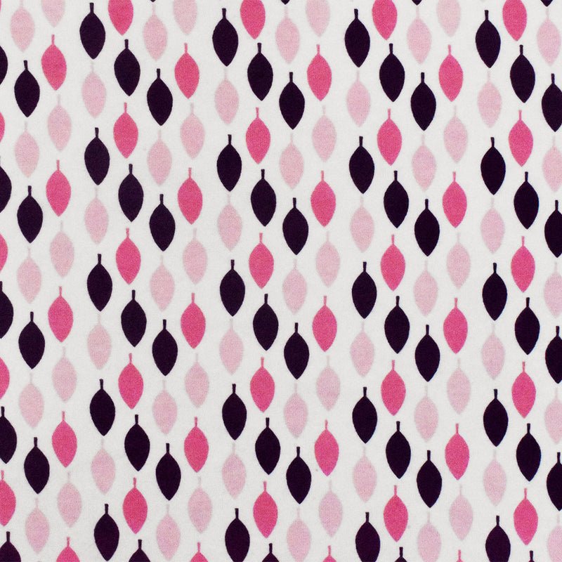 White-Pink-Multi Leaf Printed Stretch Spandex Cotton Jersey Knit Fabric