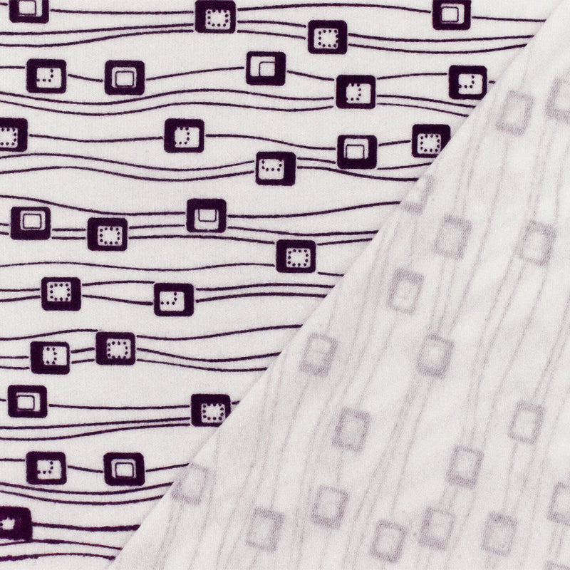 White-Purple Abstract Printed Stretch Spandex Cotton Jersey Knit Fabric