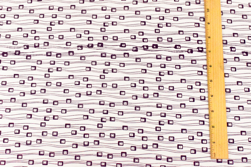 White-Purple Abstract Printed Stretch Spandex Cotton Jersey Knit Fabric