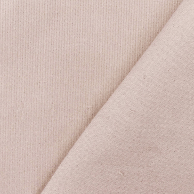 Beige Solid Stretch Cotton Spandex Featherwale Corduroy Woven Fabric