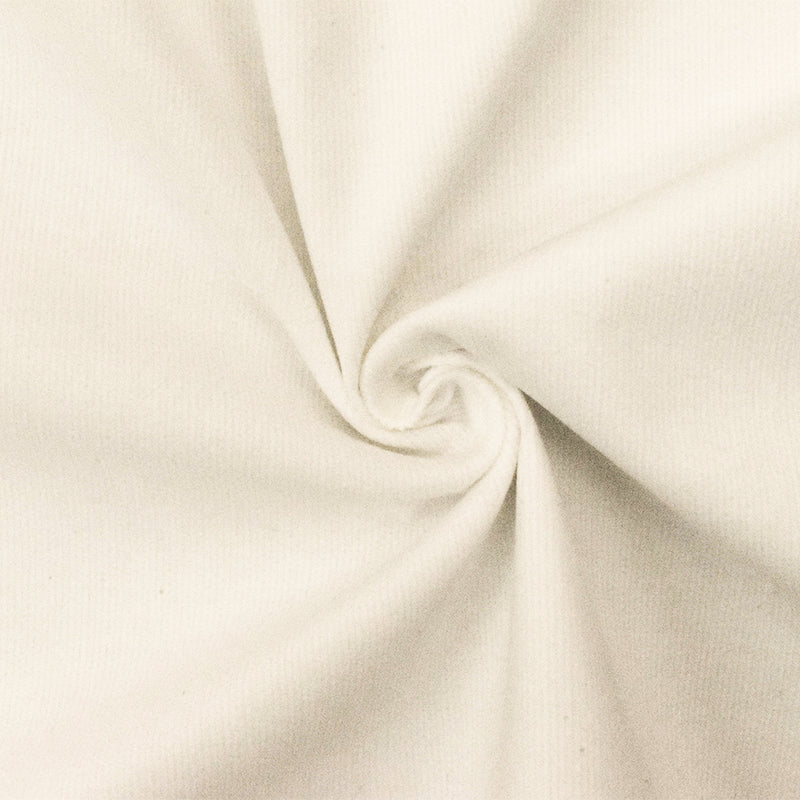 Ivory Solid Stretch Cotton Spandex Featherwale Corduroy Woven Fabric