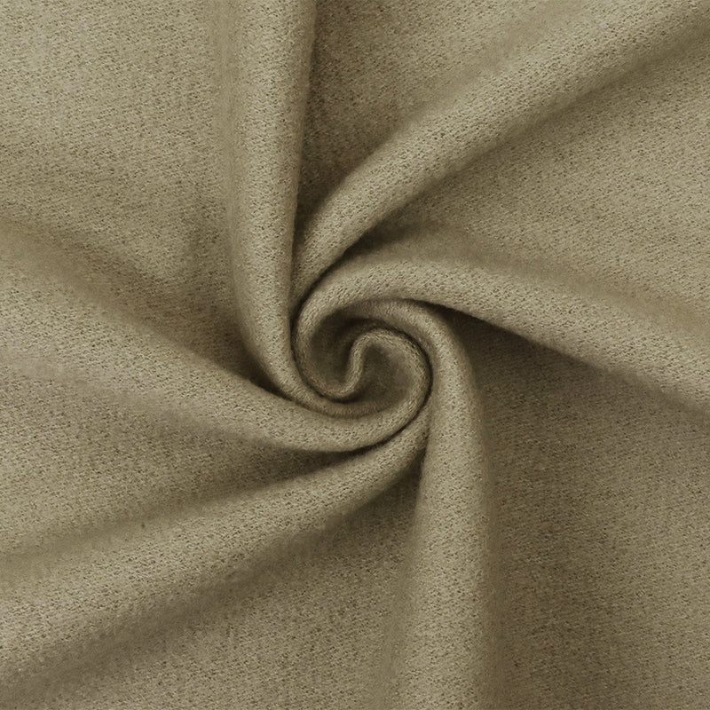 Taupe Solid Wool Poly Double Brushed Boucle Jacketing Knit Fabric