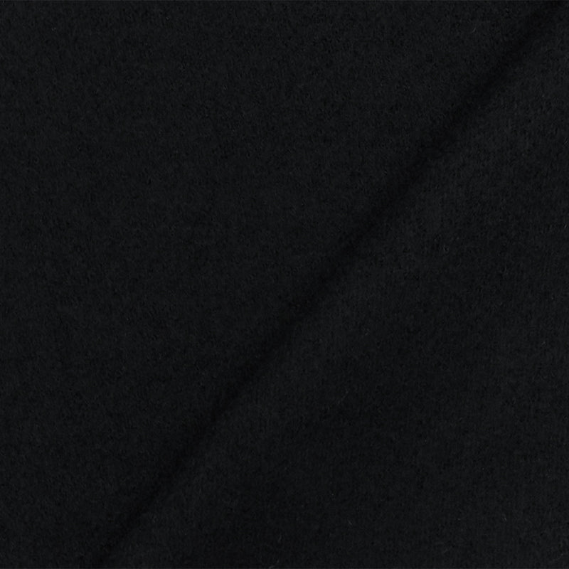 Black Solid Wool Brushed Boucle Knit Jacketing Fabric