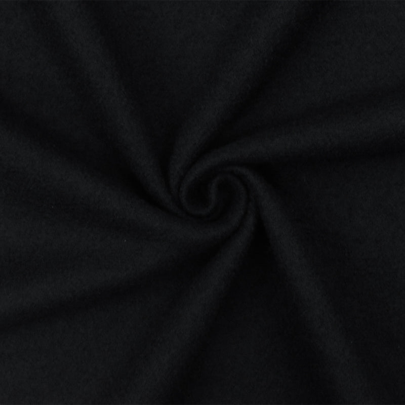Black Solid Wool Brushed Boucle Knit Jacketing Fabric