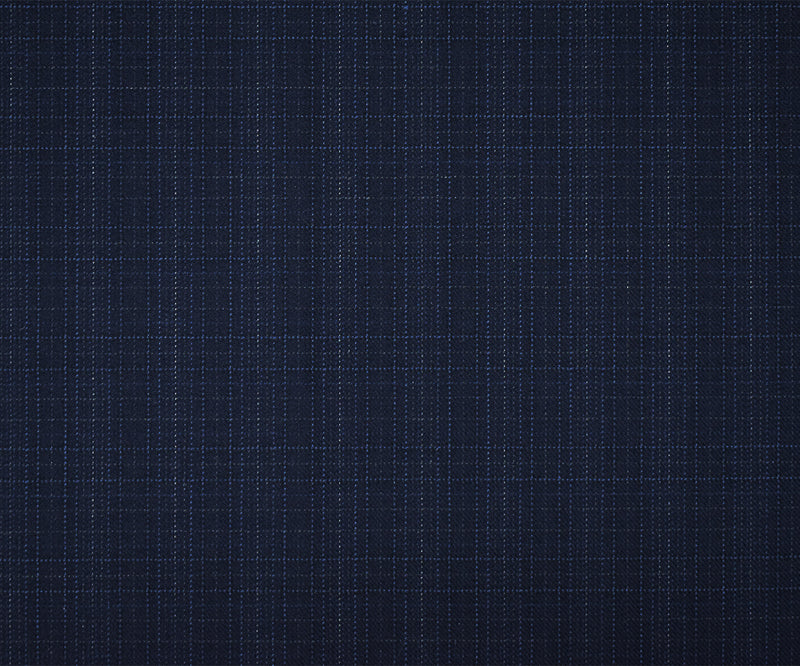 Deep Navy-Gray Polyester Wool Blend Check Plaid Twill Suiting Fabric