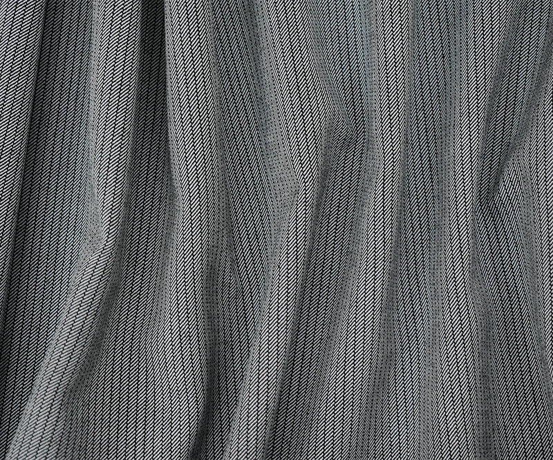 Black-White Polyester Wool Blend Striped Twill Woven Suiting Fabric