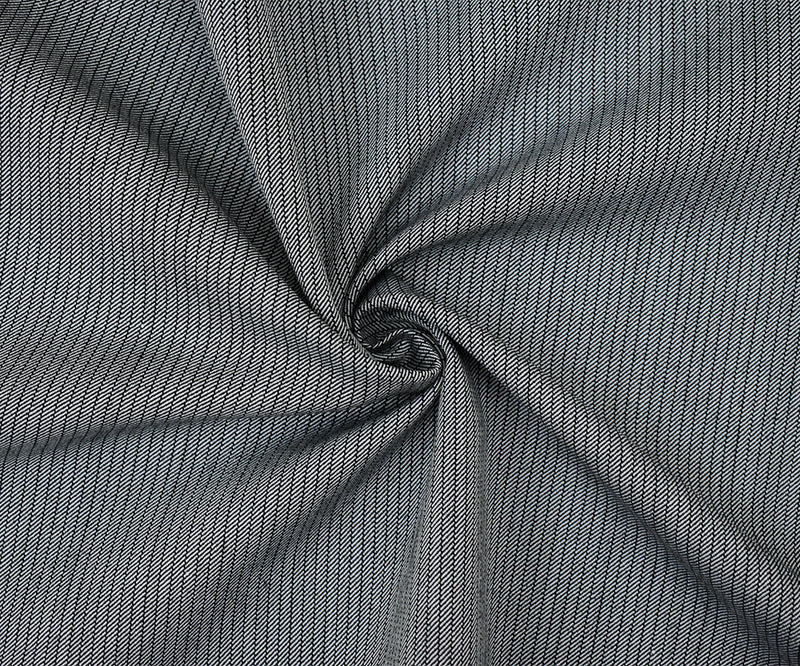 Black-White Polyester Wool Blend Striped Twill Woven Suiting Fabric
