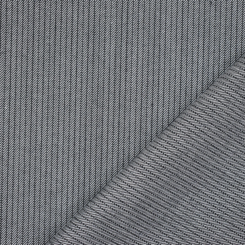 Black-White Polyester Wool Blend Striped Twill Woven Suiting Fabric