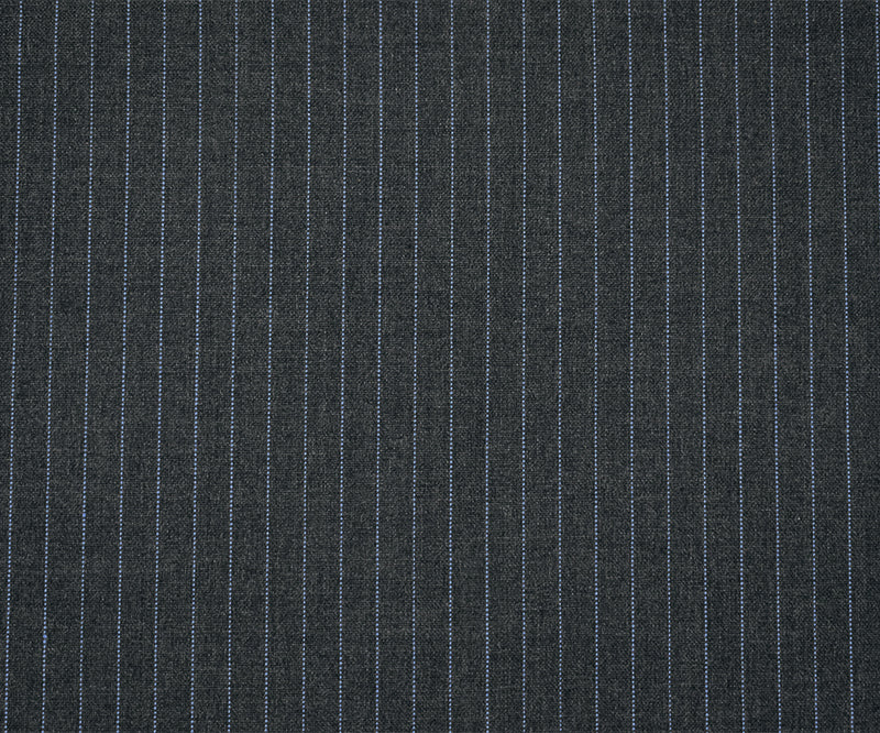 Gray-Black-Blue Poly-Wool Pinstripe Woven Shirting Fabric
