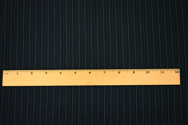Black-Gray-Blue  Polyester Wool Striped Woven Shirting Fabric