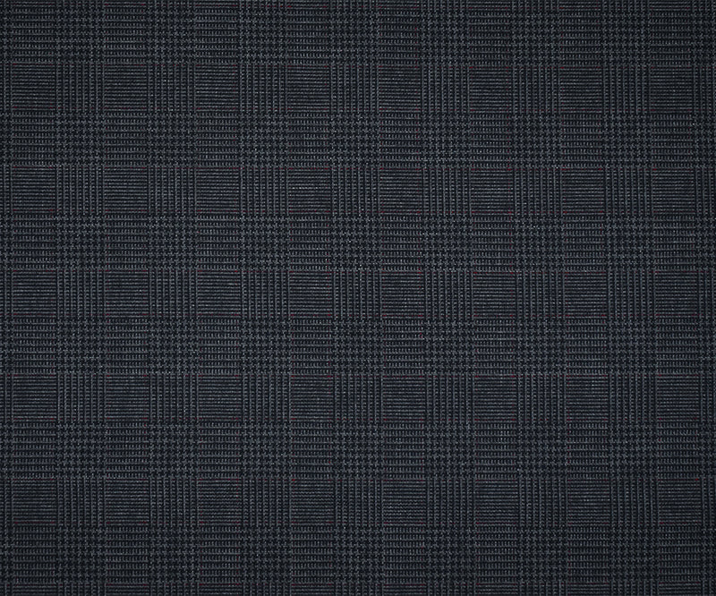 Gray-Black-Deep Burgundy Polyester Wool Glen Plaid Shirting Woven Fabric