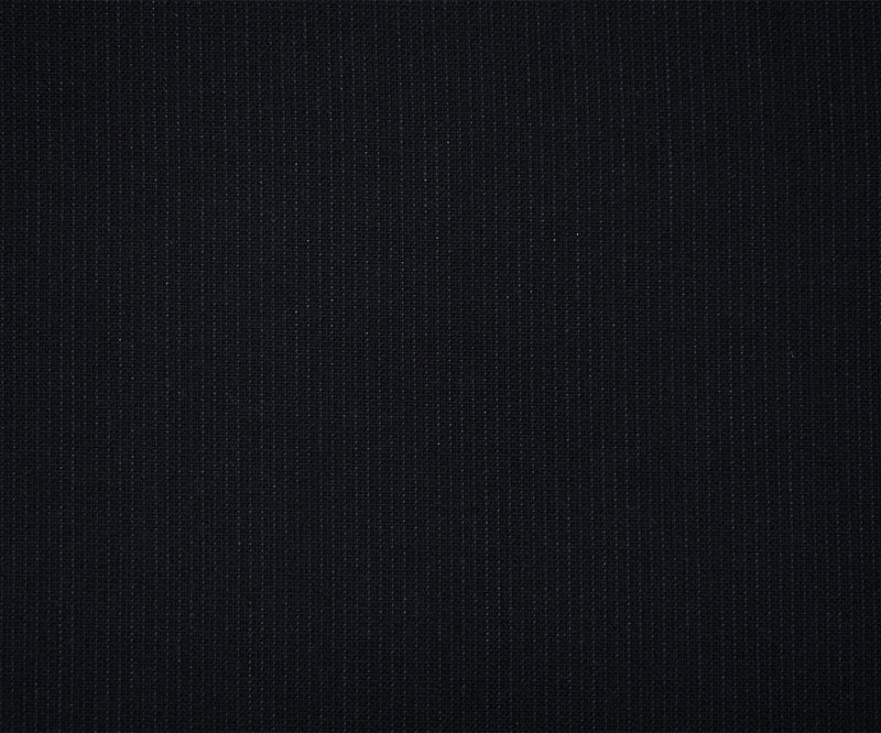 Black-Gunmetal Blue Wool-Poly Striped Suiting Woven Fabric