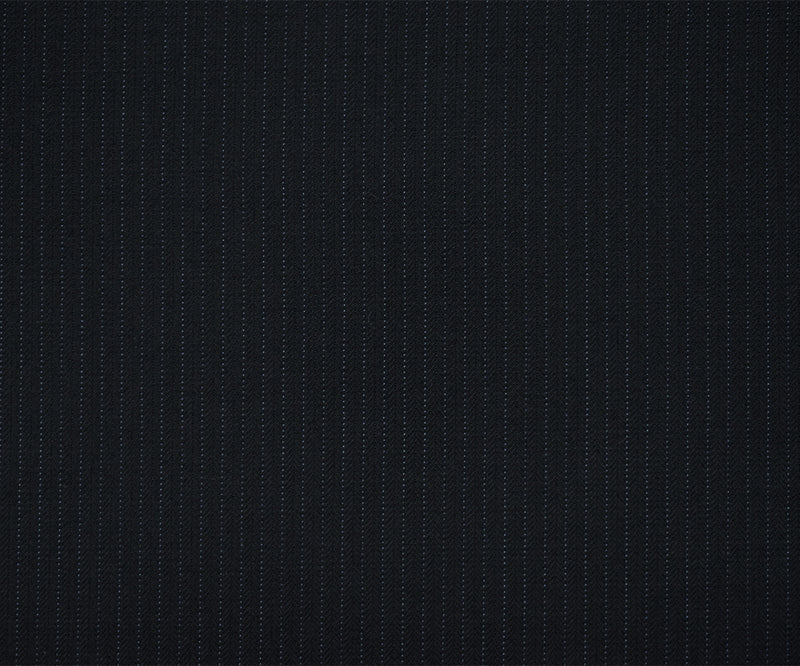 3 1/4 YD PC-Black-Deep Blue Cotton-Wool Blend Striped Herringbone Suiting Fabric