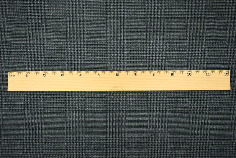 Gray-Black Wool Polyester Glen Plaid Woven Suiting Fabric