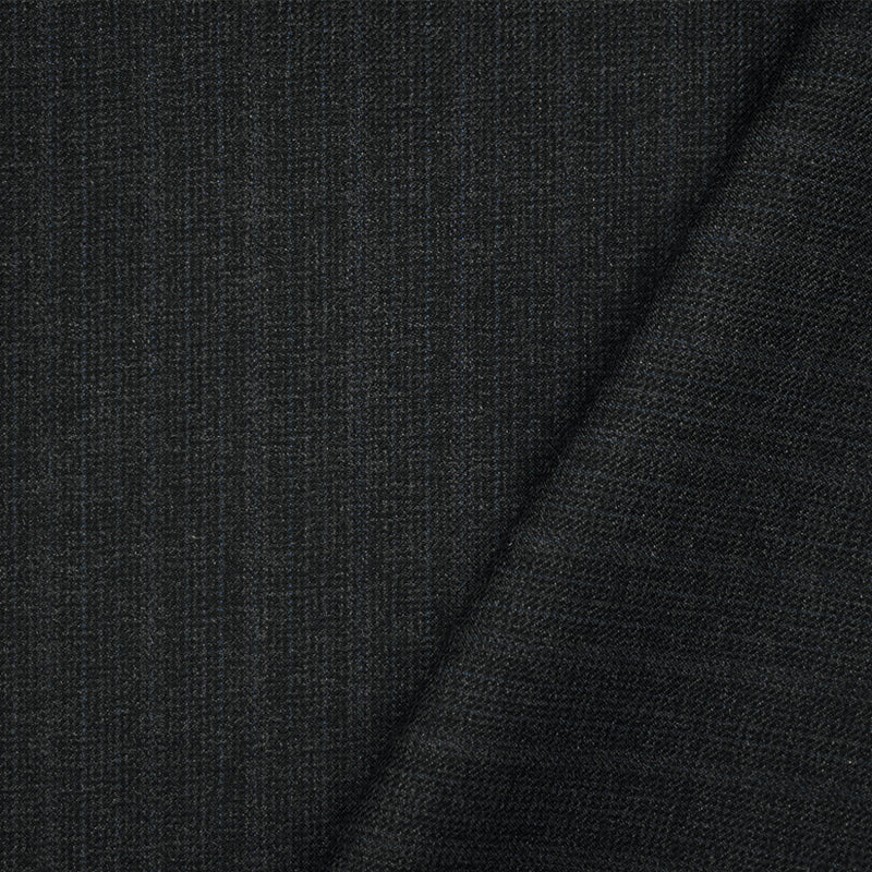 Black-Blue-Purple Wool Poly Texture Plaid Suiting Twill Woven Fabric