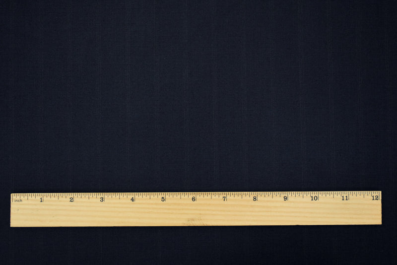 Deep Navy-Gray Wool Polyester Striped Woven Shirting Fabric