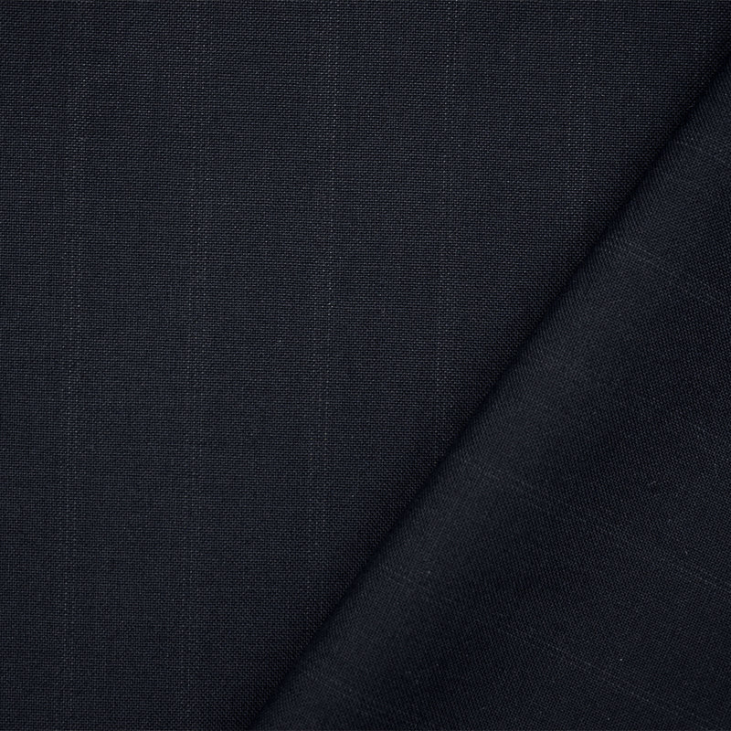 Deep Navy-Gray Wool Polyester Striped Woven Shirting Fabric