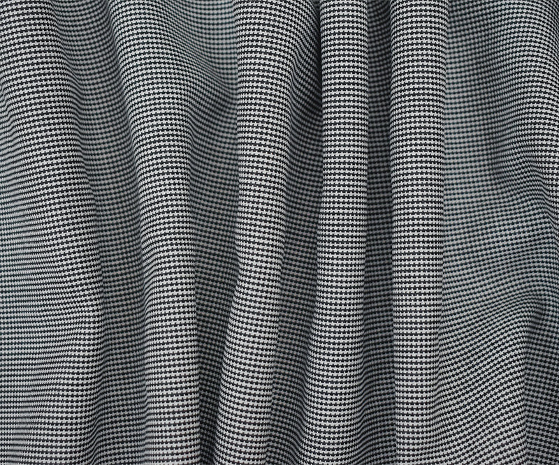 Black-White Wool-Poly Mini Houndstooth Woven Suiting Fabric