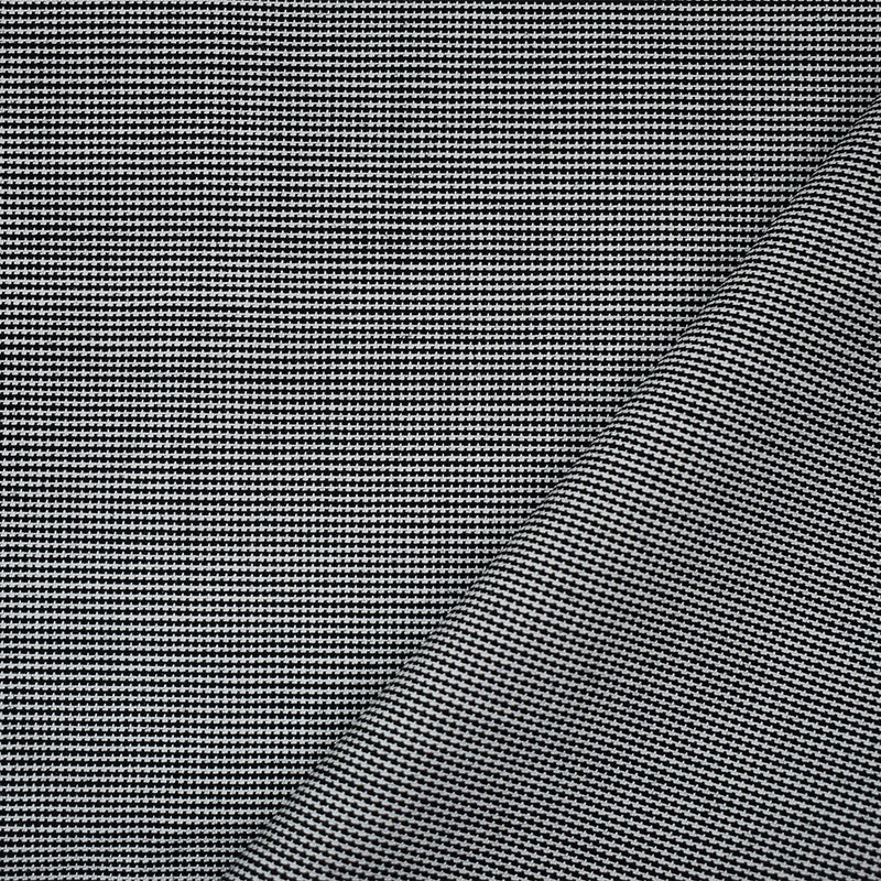 Black-White Wool-Poly Mini Houndstooth Woven Suiting Fabric
