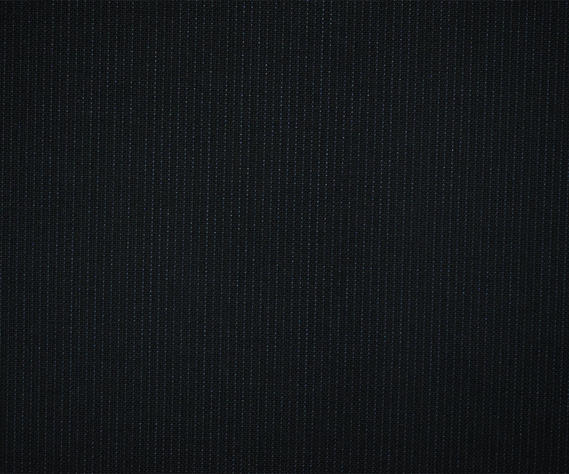 Black-Midnight Blue Wool Polyester Striped Dobby Suiting Woven Fabric