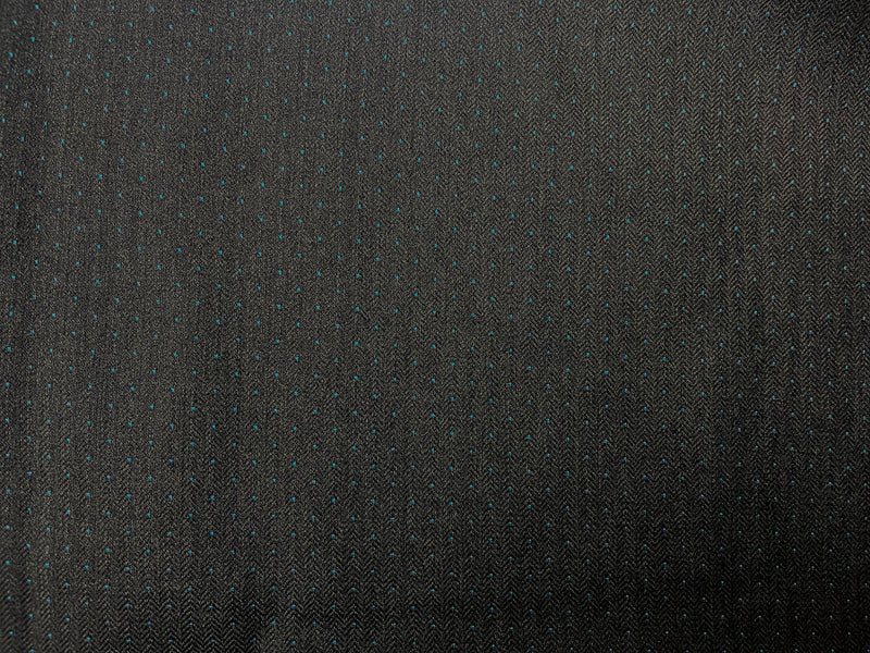 Black-Gray-Blue Wool Polyester Dobby Herringbone Woven Fabric