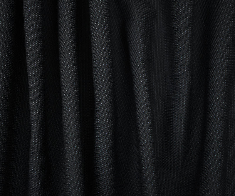 Black-Cool Gray Wool-Poly Stripe Woven Dobby Suiting Fabric